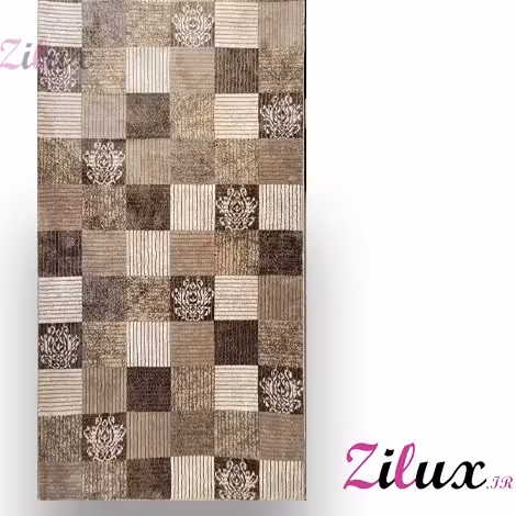 فرش برشی مدرن هیت ست کرم قهوه ای 500 شانه خشتی به ابعاد دلخواه شما