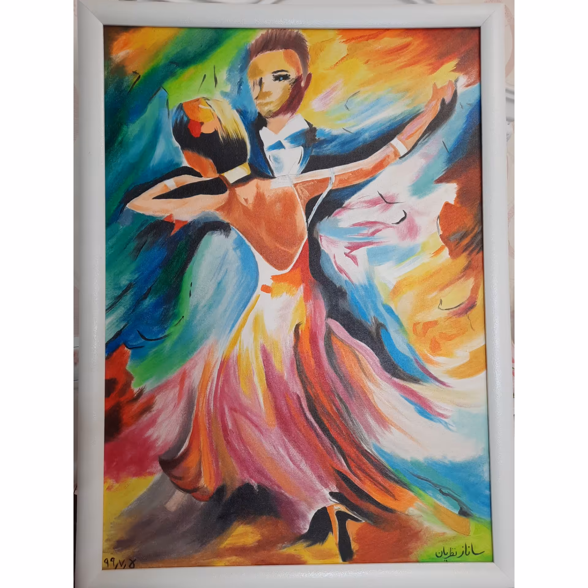 تابلو رنگ روغن طرح رقص تانگو  سایز 70 در 50 