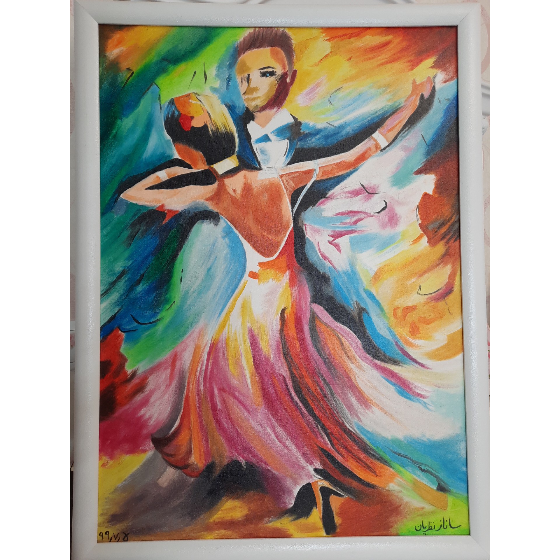 تابلو رنگ روغن طرح رقص تانگو  سایز 70 در 50 