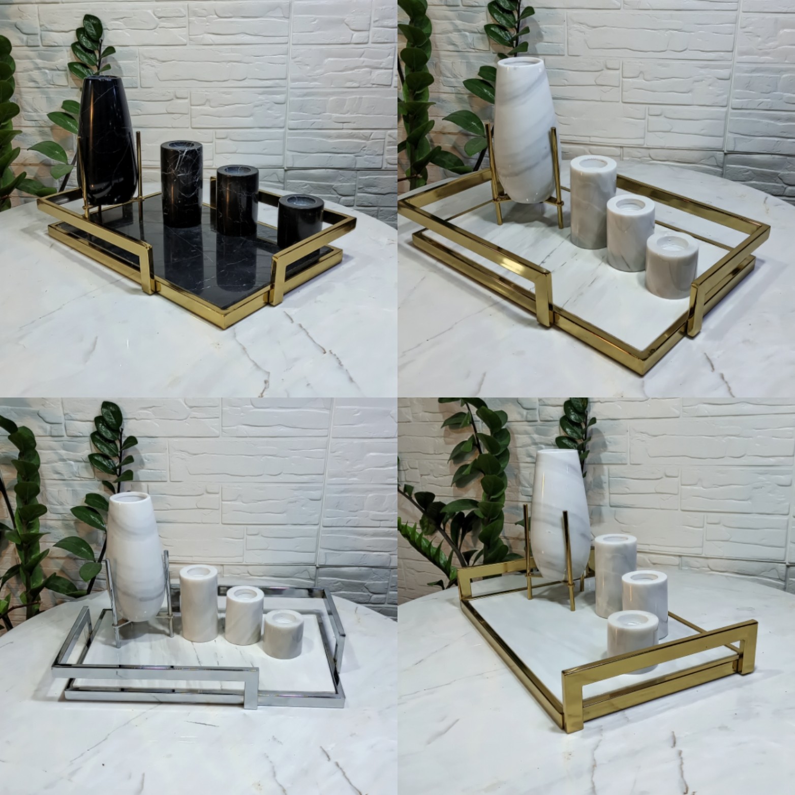 سینی گلدان شمعدان سنگی