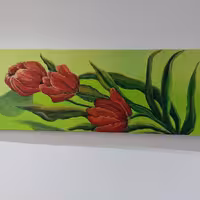 تابلوی رنگ روغن گلهای لاله