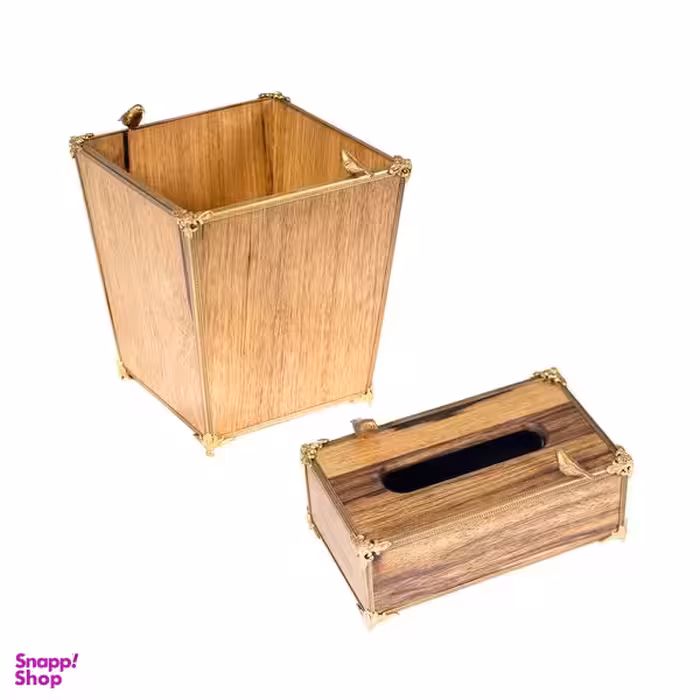 ست سطل و جای دستمال گلد کیش طرح گلدن برد مدل GK829601-02