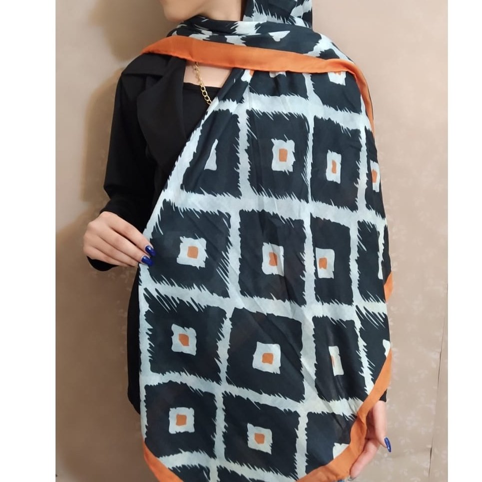 روسری نارنجی مشکی