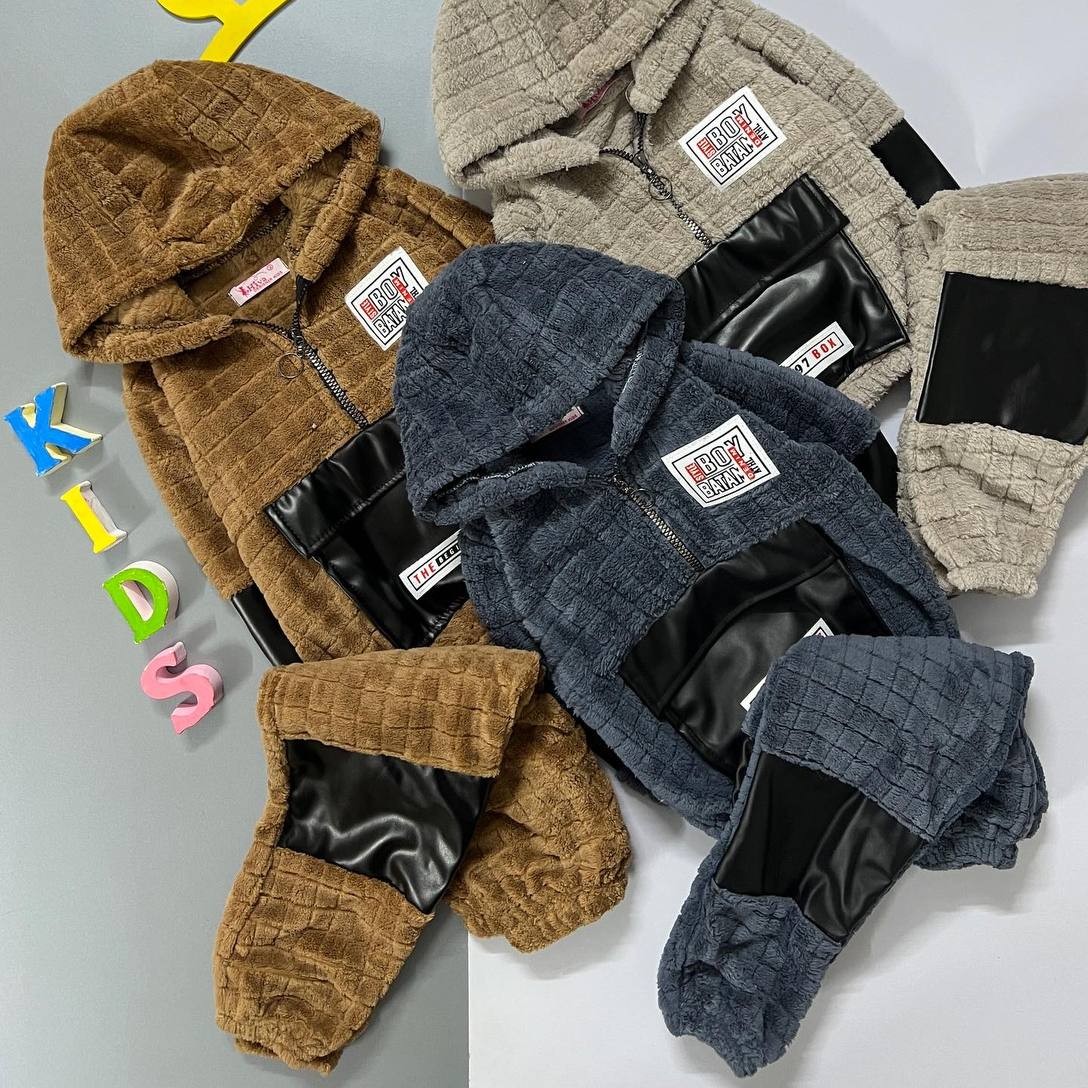 ست هودی و شلوار اسپورت شیک و زیبا جنس پولیشی عالی مناسب حدود سنی 2 تا 9 سال رنگبندی متنوع و جذاب 