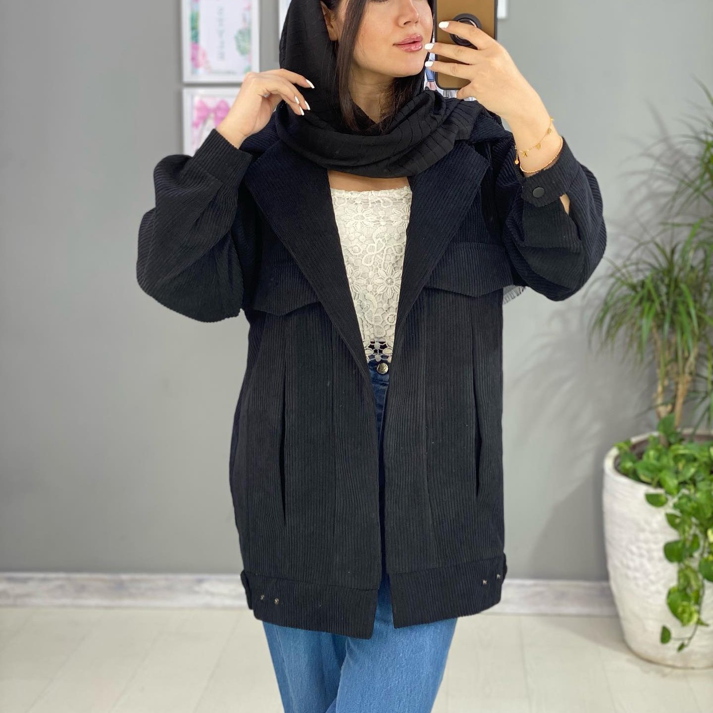 مانتو کتی مخمل کبریتی در رنگ های متنوع (رنگ مشکی)