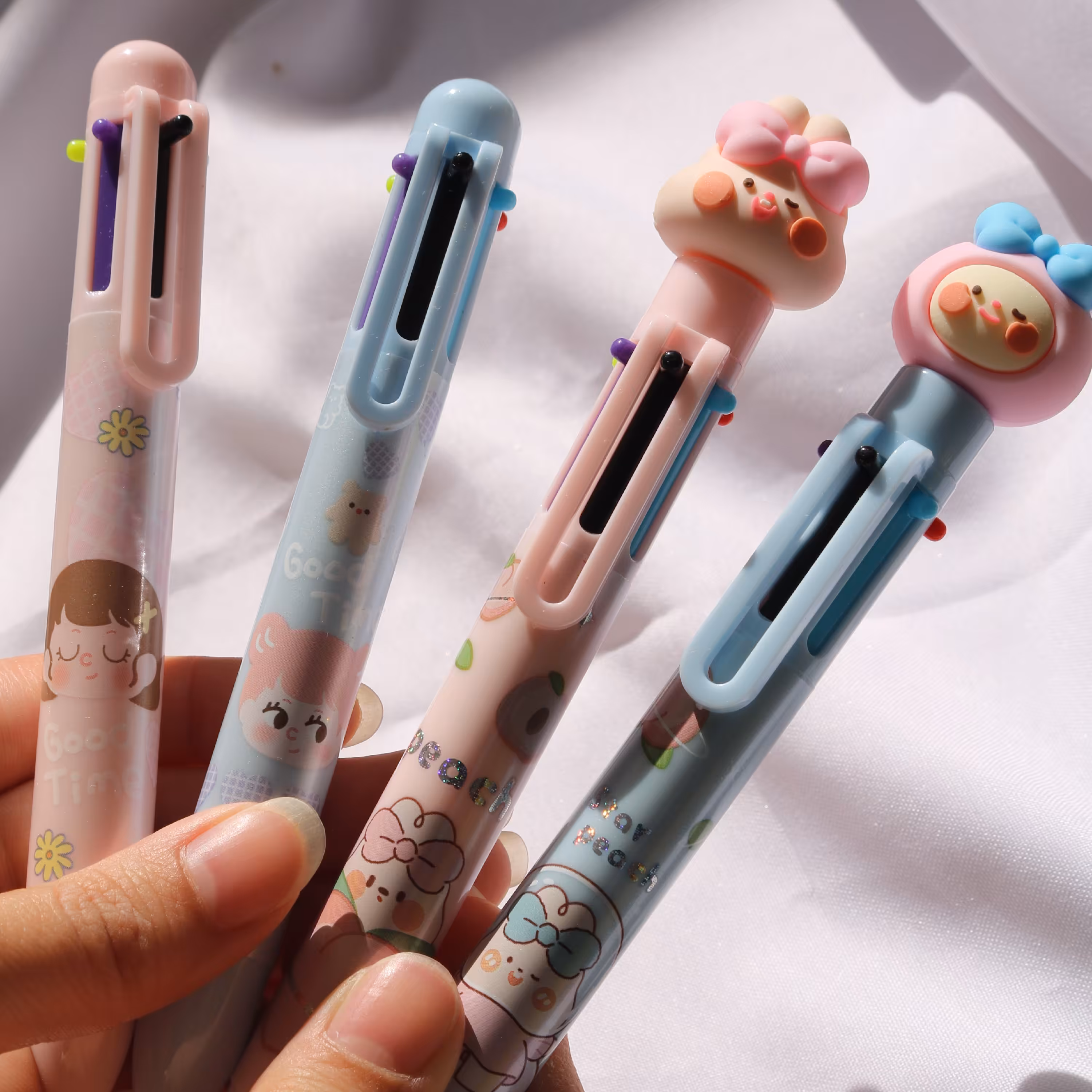 خودکار 6 رنگ فانتزی فشاری در چهار رنگ کیوت و جدید