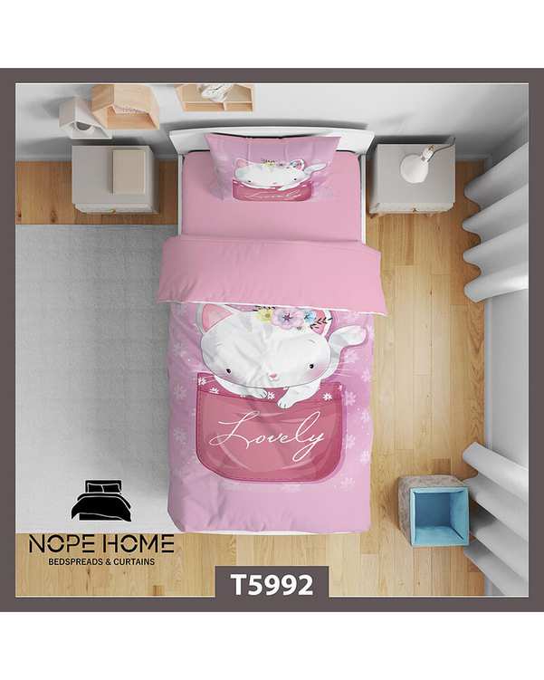 سرویس لحاف روتختی کودک یک نفره 5 تکه نوپه هوم Nopehome طرح گربه کد T5992