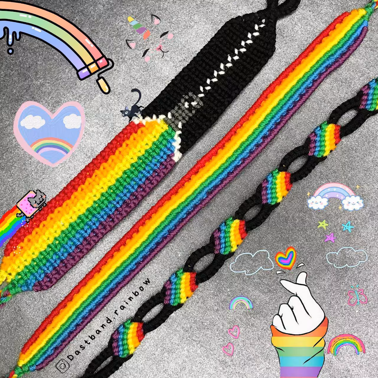 دستبند دوستی بافتنی طرح رنگین کمان