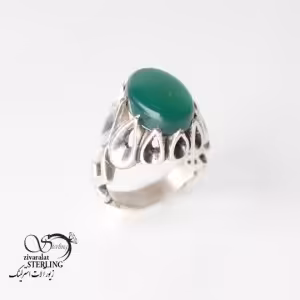 انگشتر نقره مردانه طرح بیضی سنگ عقیق