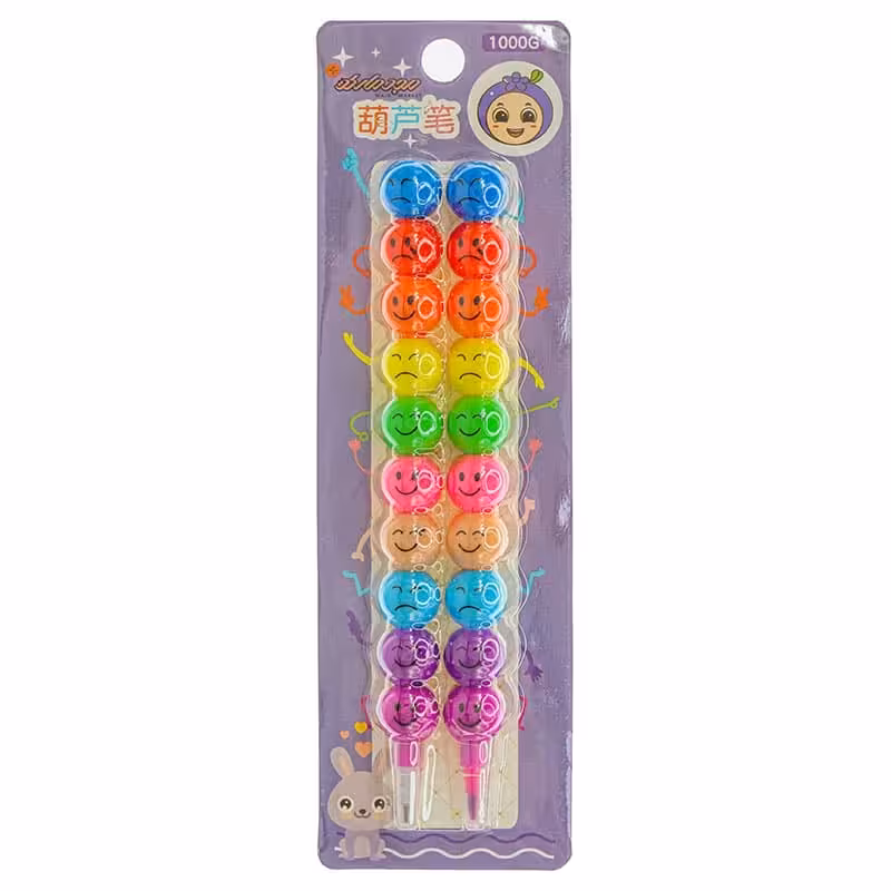 ست مداد فشنگی و ماژیک طرح ایموجی بنفش