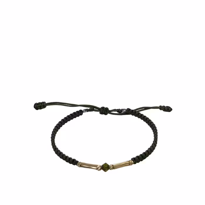 دستبند طلای 18 عیار تلفیقی سنگ و بند پارچه ای کدDP56