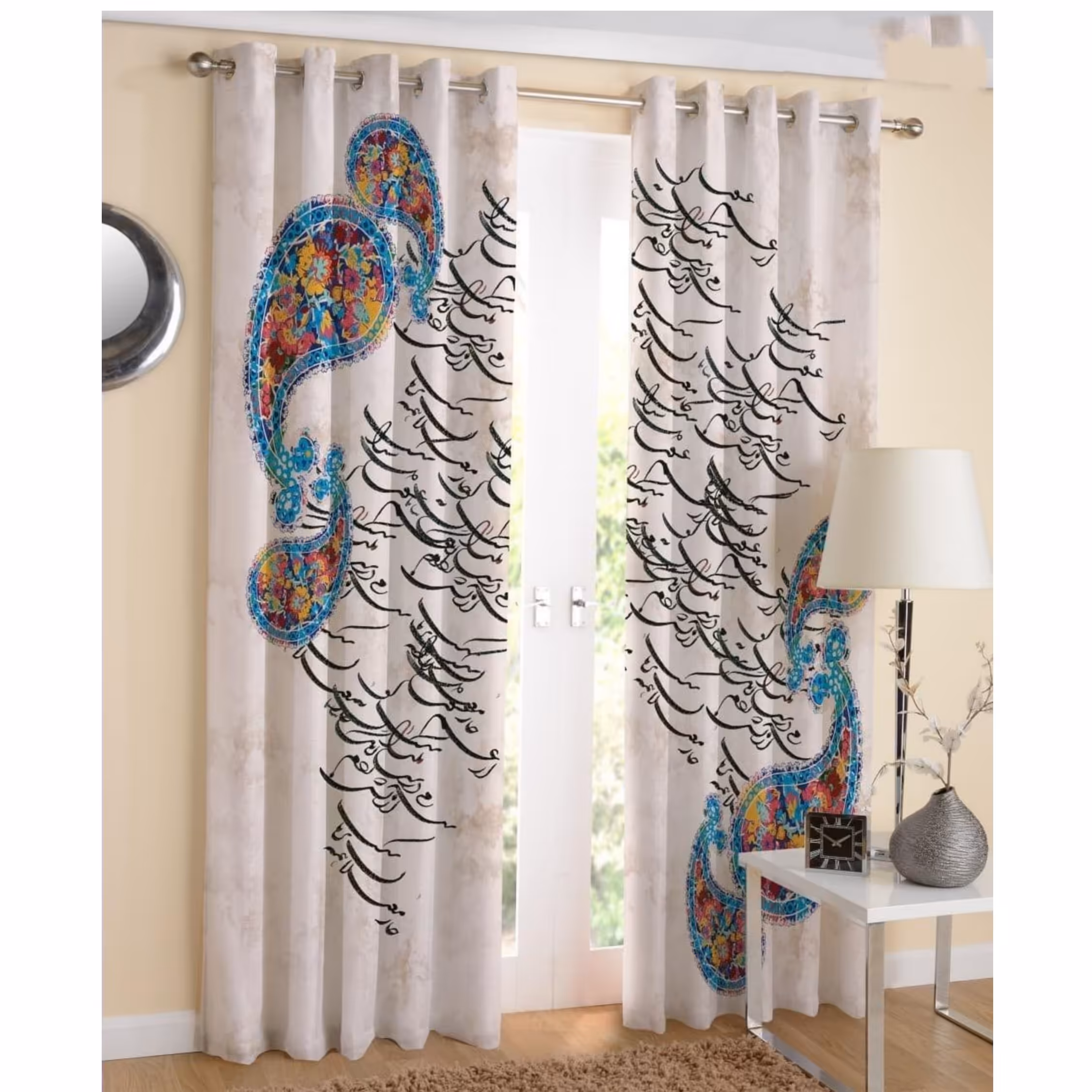 پرده چاپی  پانچ  طرح   خط نوشته (نستعلیق)  کد 3101