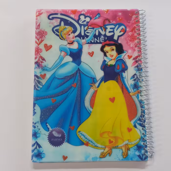 دفتر مشق 100 برگ طلقی سیمی فنری خط آبی فانتزی پرنو نوشت افزار دانش آموز تک و عمد