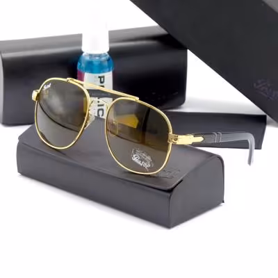 عینک آفتابی خلبانی پرسول Persol شیشه سنگ UV400 دسته فنری