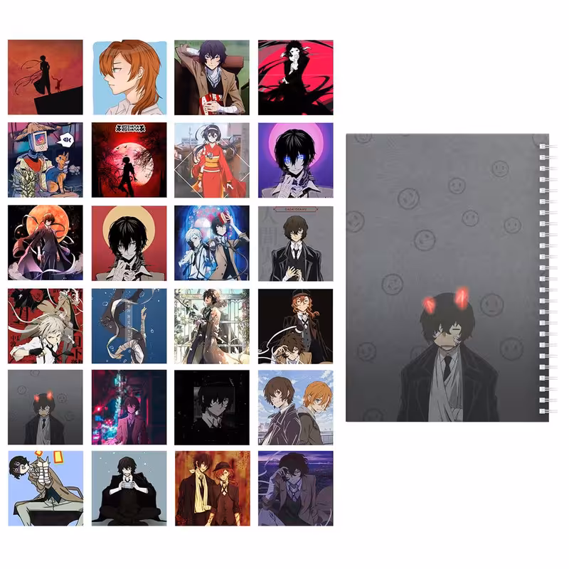 دفتر یادداشت باژیکان طرح انیمه سگ های ولگرد بانگو کد 20111581 به همراه فتوکارت مجموعه 24 عددی