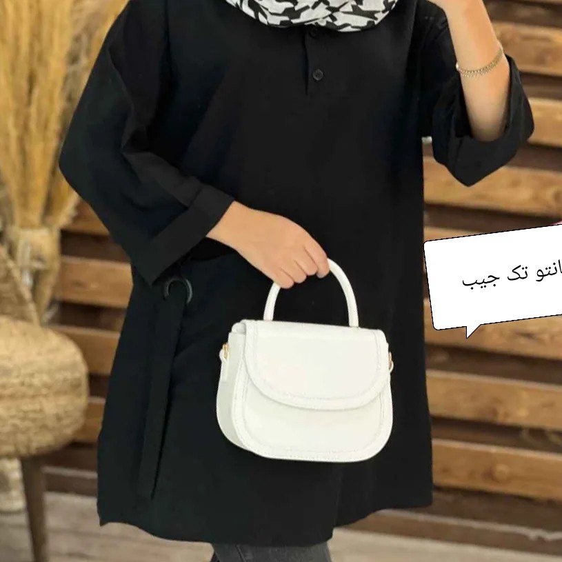 مانتو تک جیب یقه دکمه دار جنس بابوس شیک و خاص