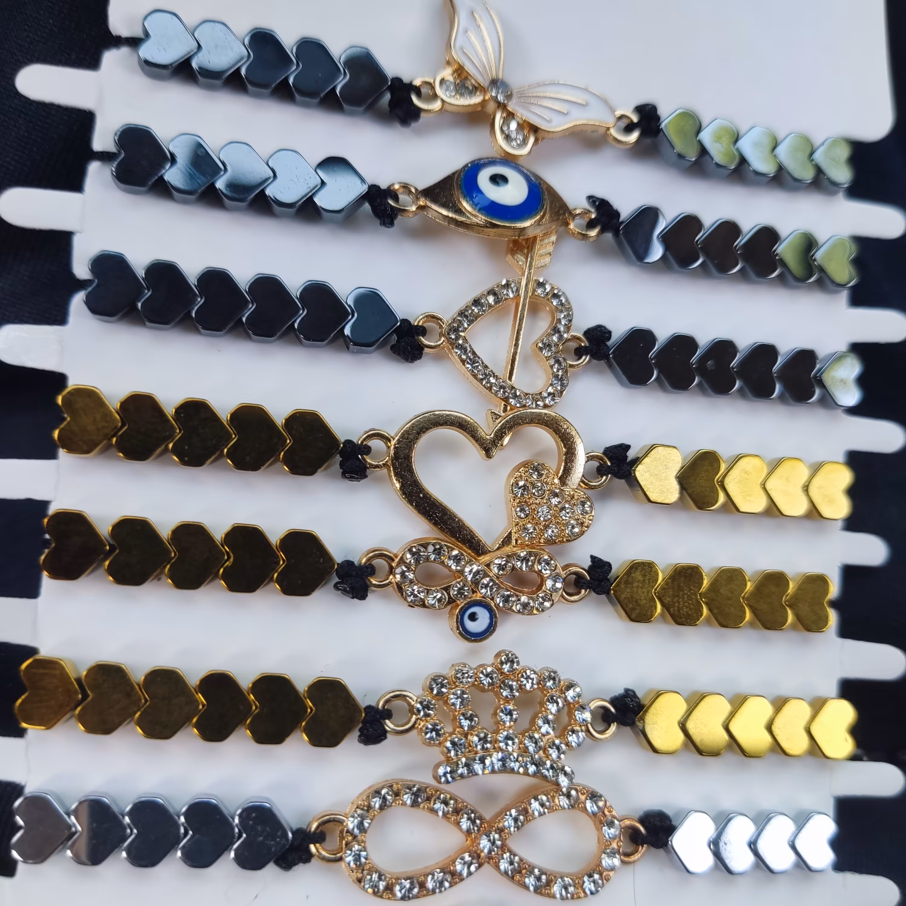 دستبند حدید قلبی بافت (طرح پلاک دار) 