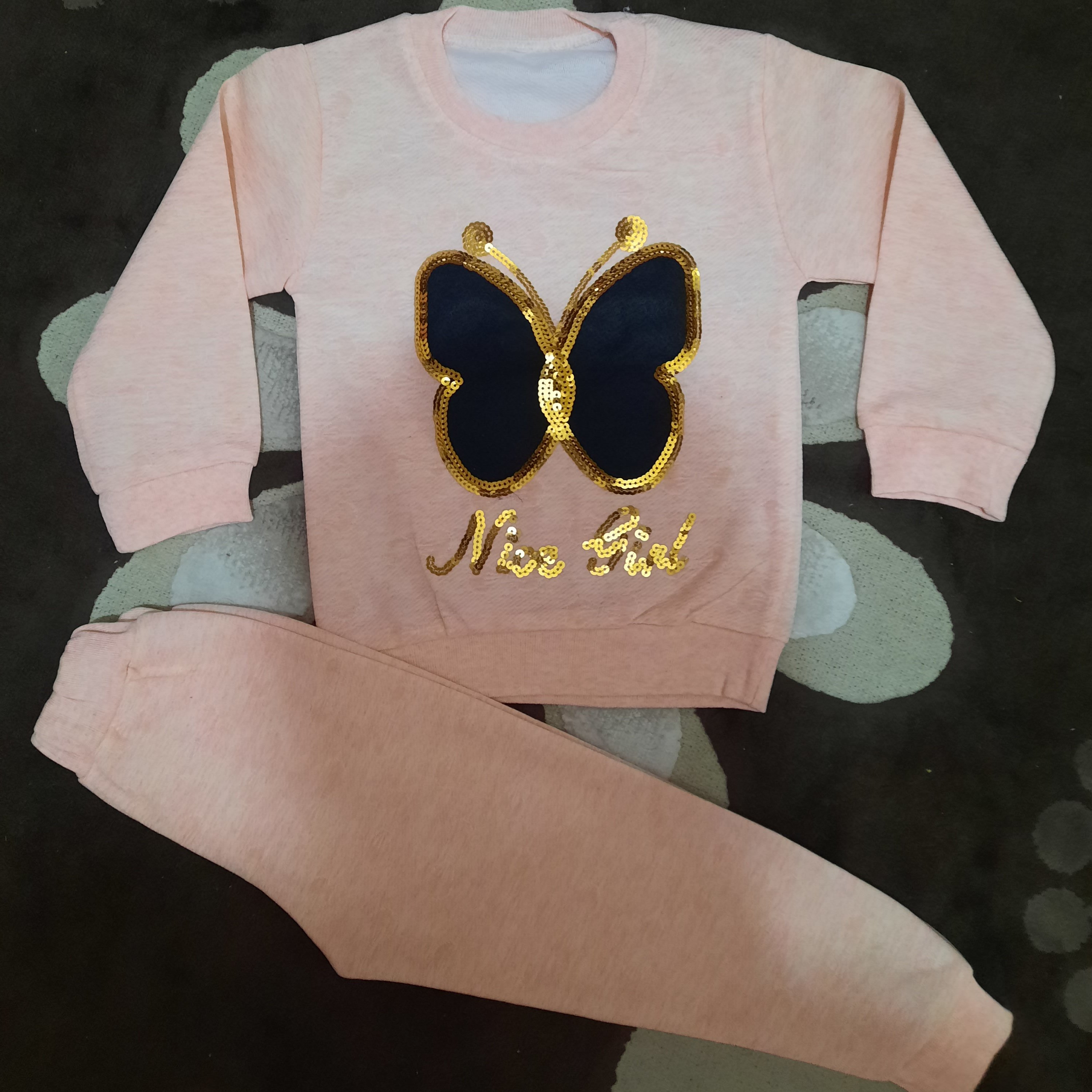 بلوز شلوار پروانه پولکی سایز 40 گلبهی