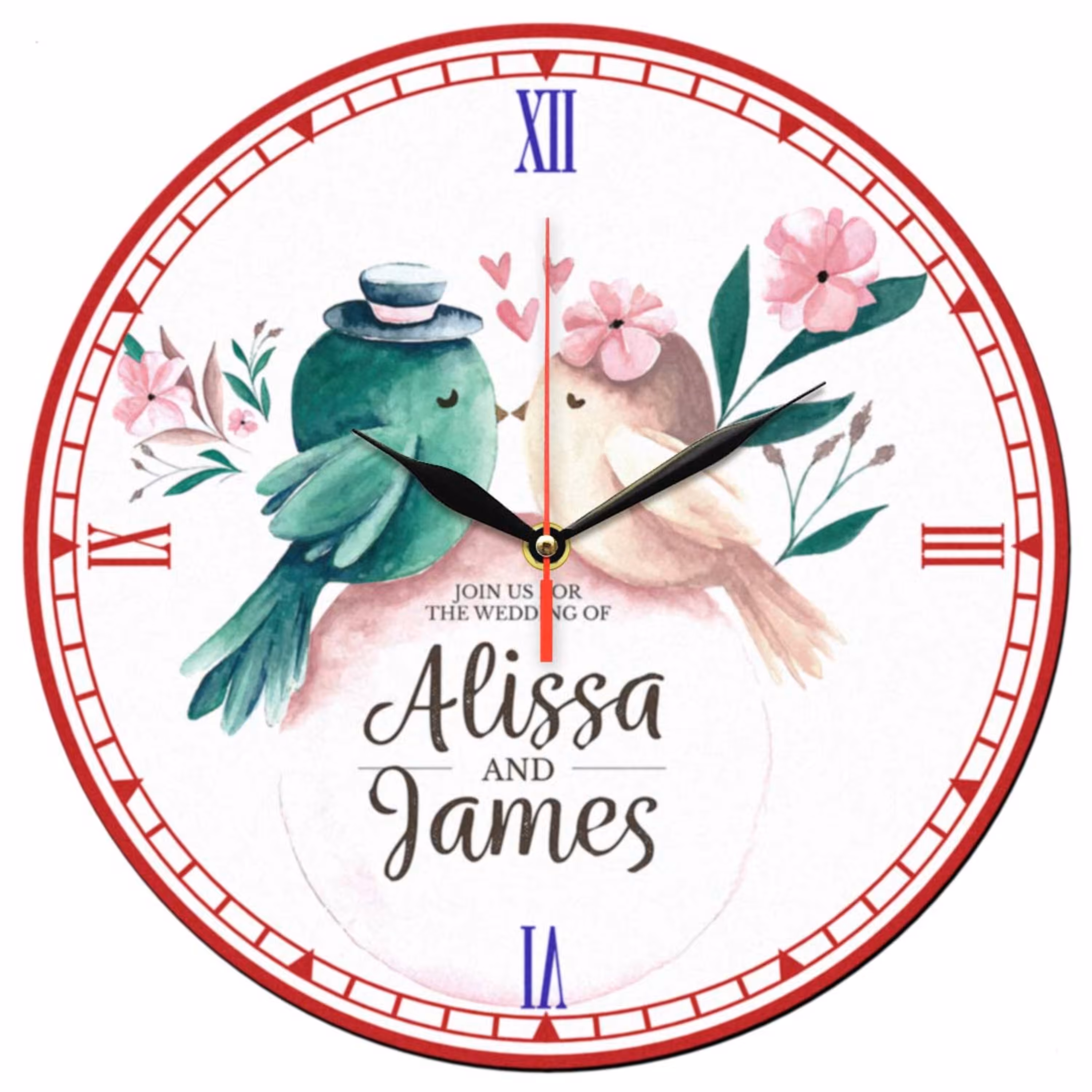 ساعت دیواری گرد مدل C35 طرح پرنده و گل سایز 30