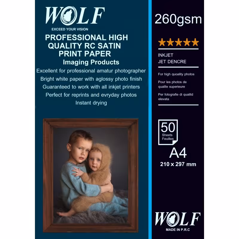 کاغذ ساتین ولف سایز A4 وزن 260 گرم 50 برگ
