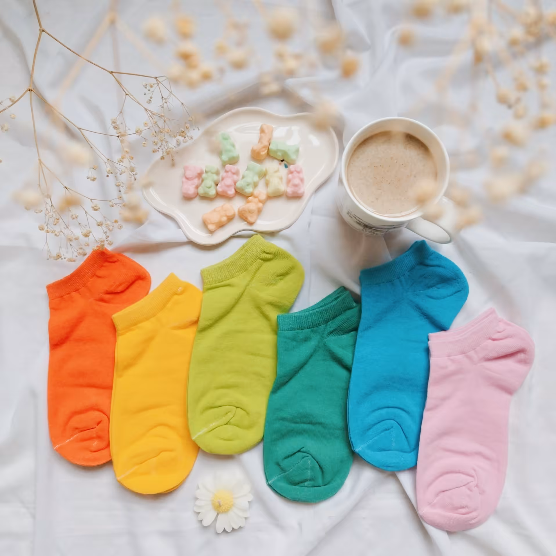 جوراب کالج رنگی رنگی پنبه ای