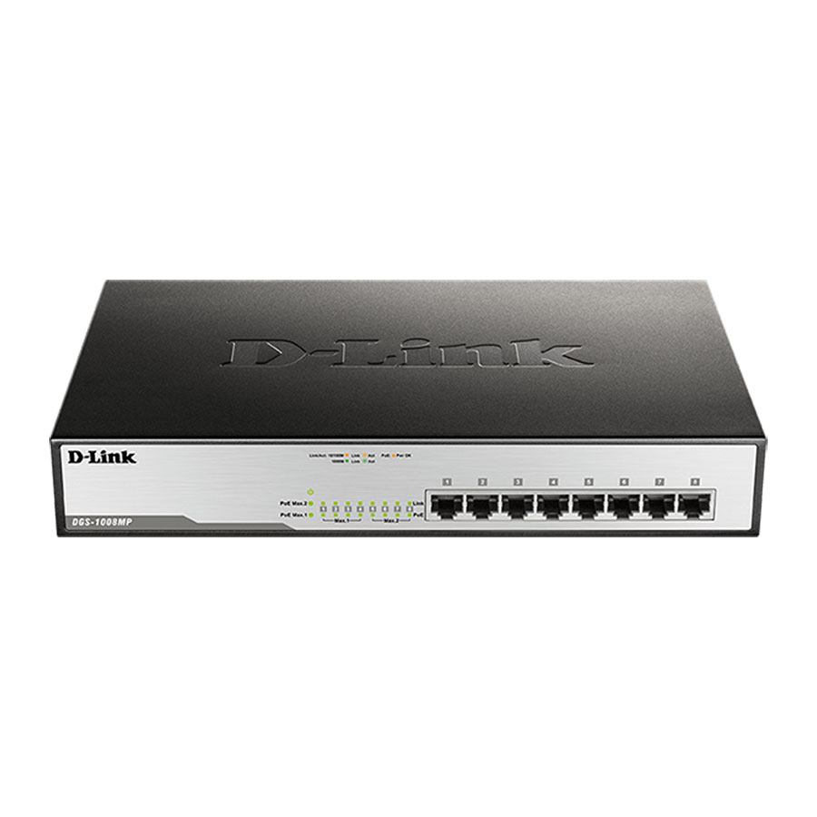 قیمت و خرید سوییچ 8 پورت PoE گیگابیت و دسکتاپ دی لینک مدل DGS-1008MP | یاس ارتباط