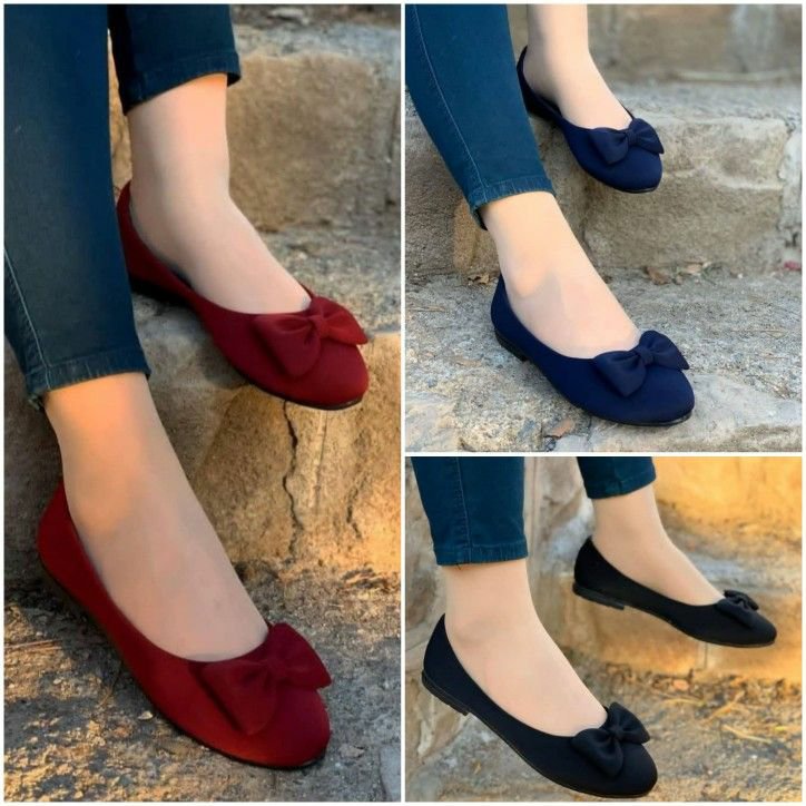 کفش راحتی زنانه و دخترانه عروسکی سایز 37 تا 40 زرشکی