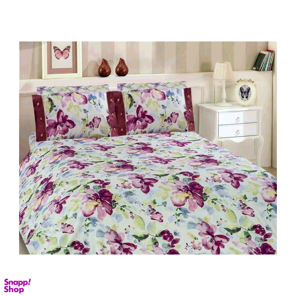 ست لحاف 4 تکه رزین تاژ (Rezin Taj) مدل رانفورس ویولا دو نفره سایز 49x22x68 سانتی‌ متر