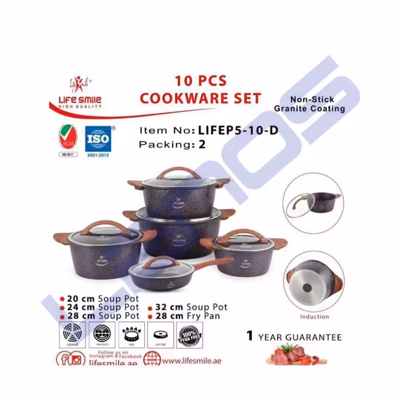 سرویس قابلمه 10 پارچه لایف اسمایل مدل LIFEP5-10-D 