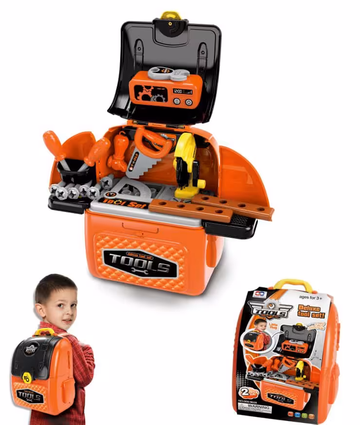 ست جعبه ابزار نارنجی همراه با کوله پشتی پلاستیکی کد 962A-008