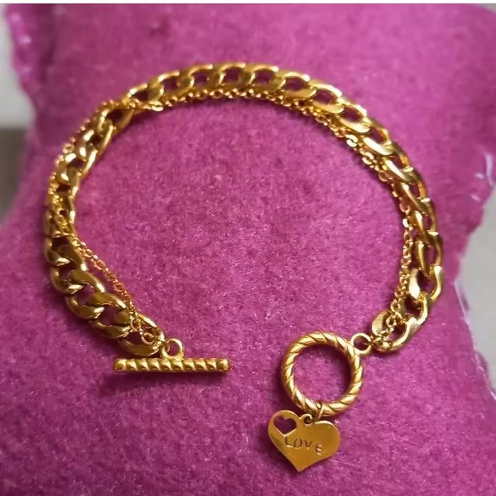 دستبند کارتی شیک و زیبا .استیل .در دولاین .قفل تی 