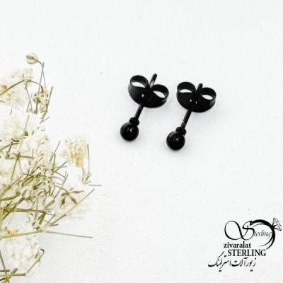 گوشواره استیل گوی ریز مشکی کد 17436