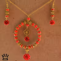 نیم ست گردنبند و گوشواره مدل حلقه گل رز