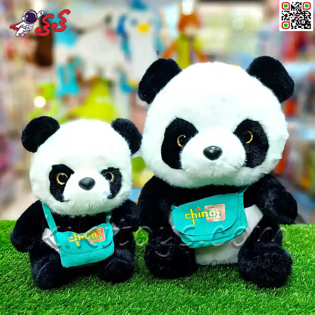 عروسک پاندا نشسته کیف دار اسباب بازی سایز یک 30 سانتیمتر Panda polish doll 60120