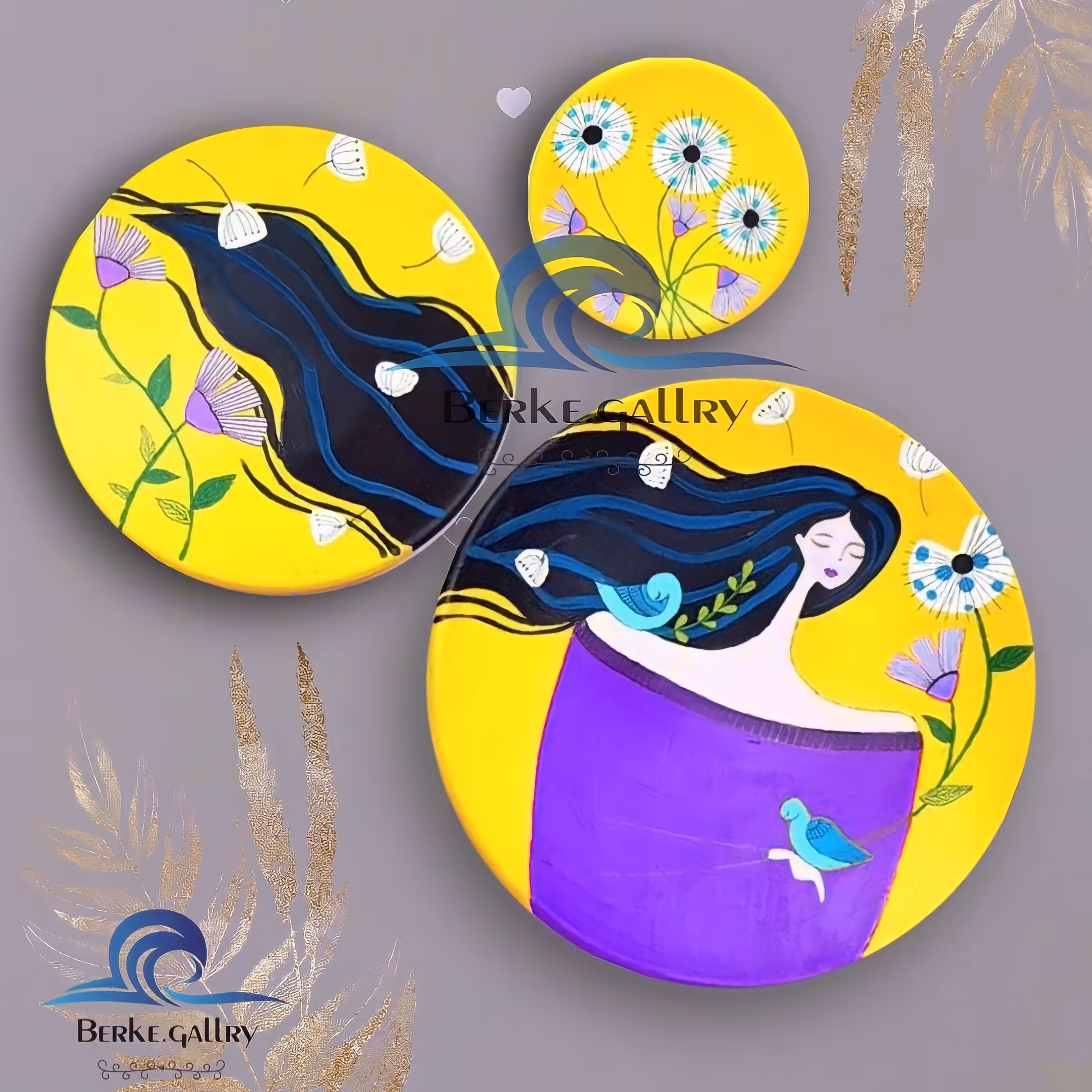 بشقاب دیوارکوب طرح دخترانه خاص و زیبا 