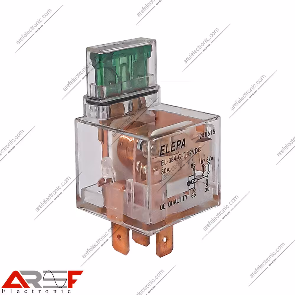 رله خودرویی آمپربالا ELEPA مدل EL_384 دارای 12V ولت 80 آمپر 2 کنتاکت - فروشگاه عارف الکترونیک