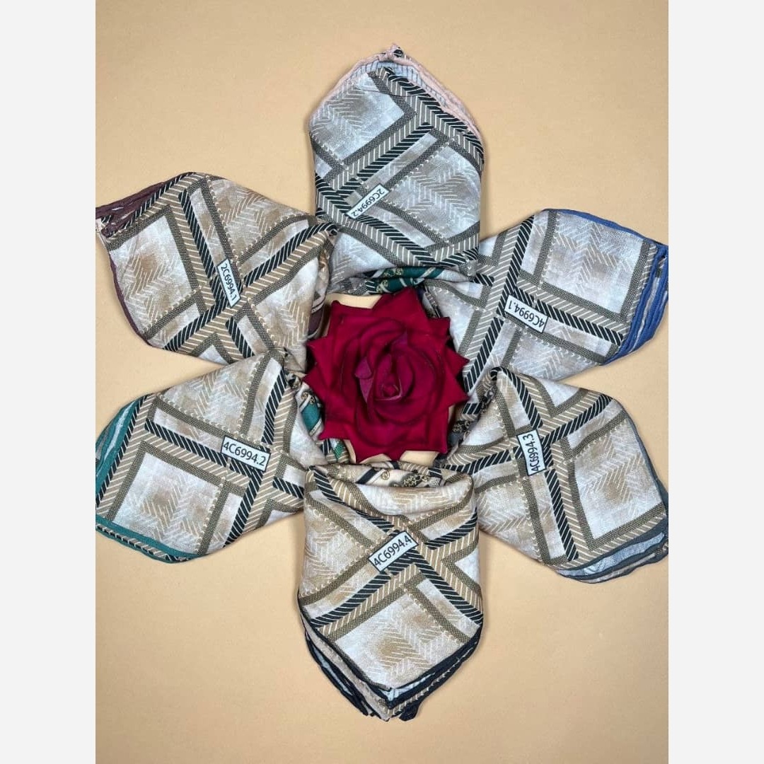 روسری نخی  قواره 110 چهارخونه دور دوز