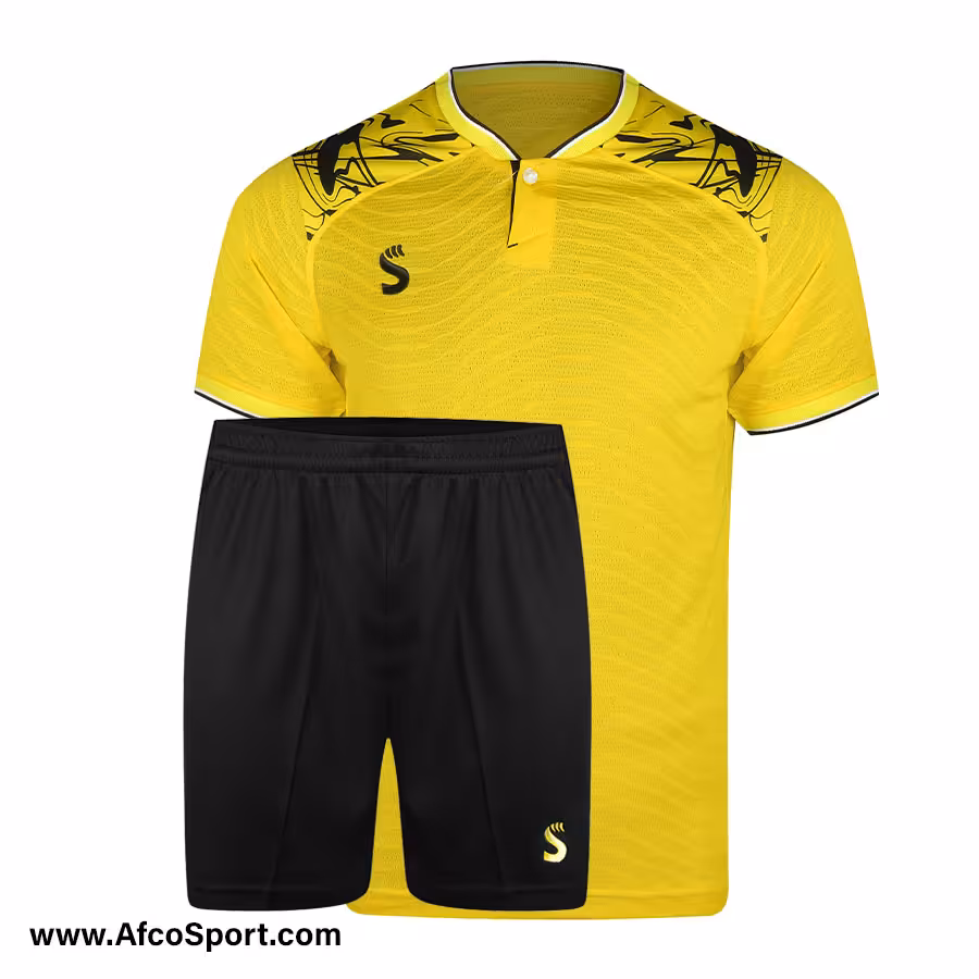 پیراهن شورت تیمی زردمدل ژاکارد سینا اسپرت فصل 1401-1402