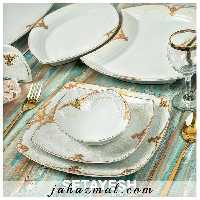 سرویس چینی پردیس طرح ستایش طلایی 105 پارچه کد 466B