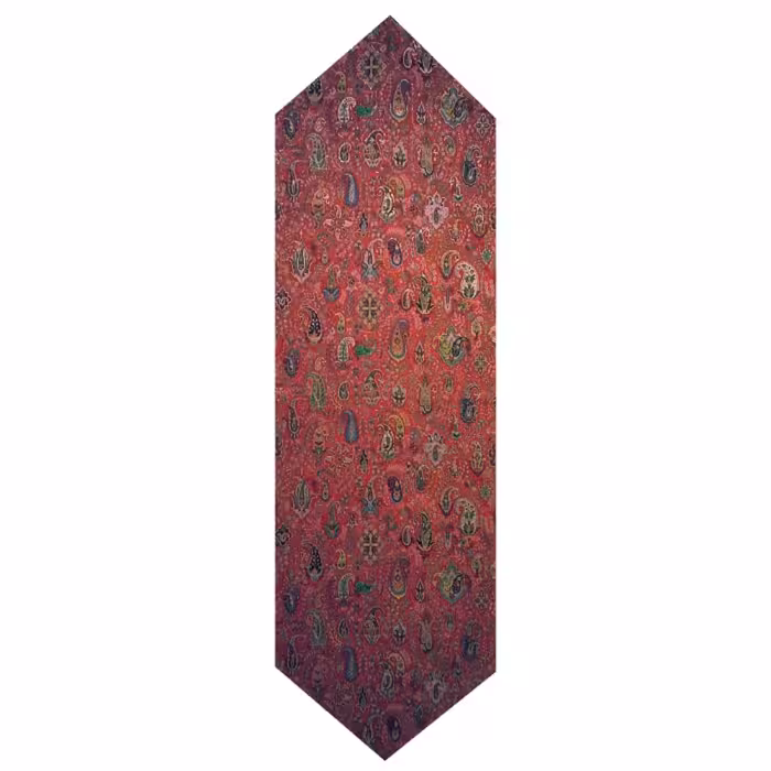 رومیزی رانر ترمه ابریشم  کد TRRA39  بسیار نفیس و اعلاء  رنگ قرمز  آستر زرشکی