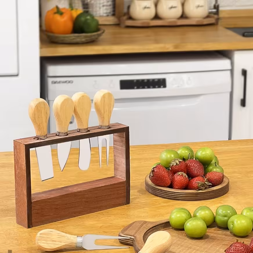 کارد صبحانه خوری و استند چوبی