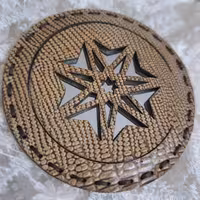 آینه جیبی  دستی چرم طبیعی اسلیمی دستدوخت