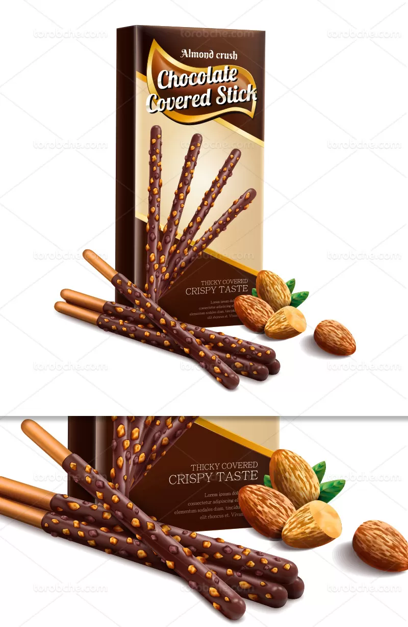 وکتور چوب شور شکلاتی تبلیغاتی | گرافیک با طعم تربچه