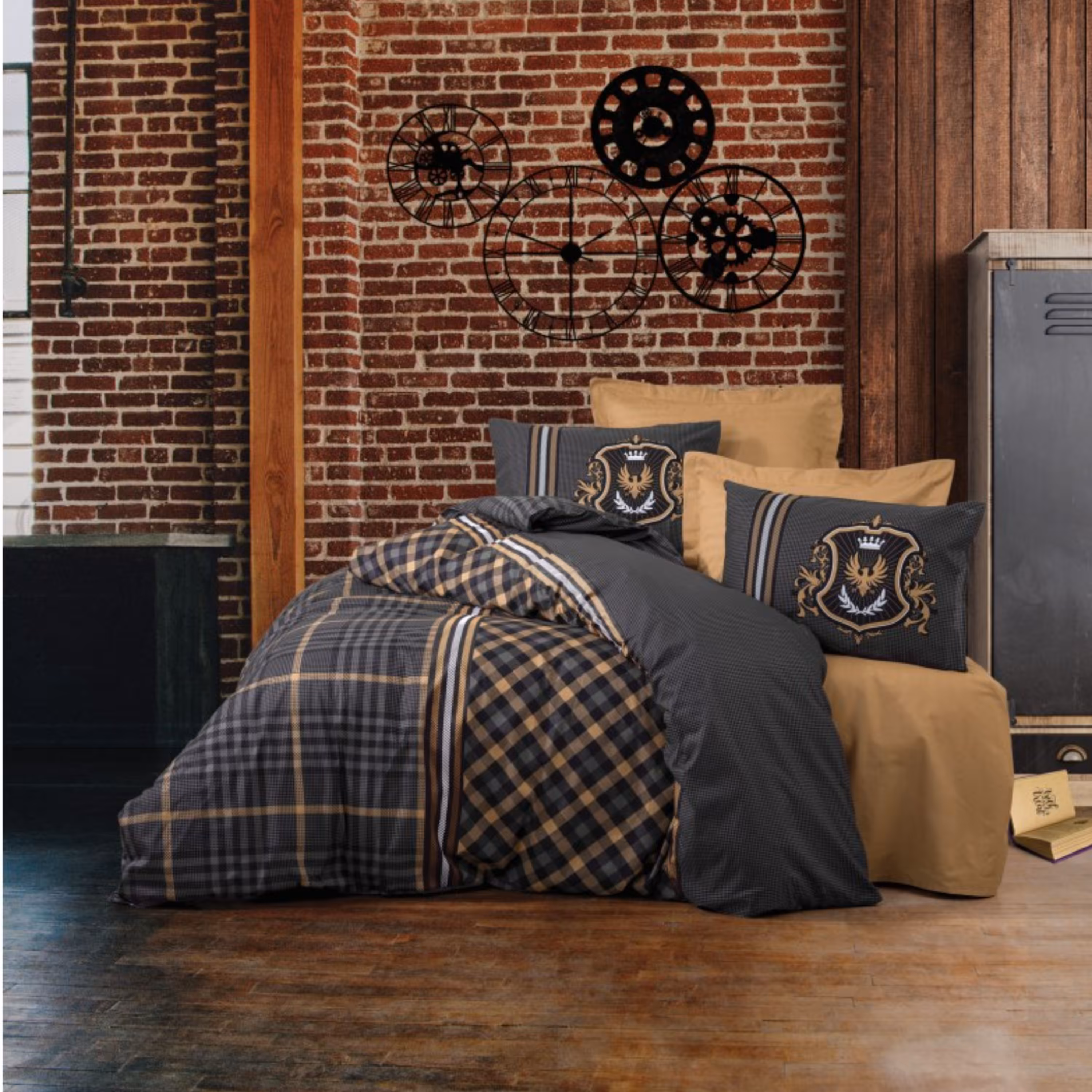 ست ملحفه کاتن باکس مدل Masculine Titus Bej دو نفره 4 تکه