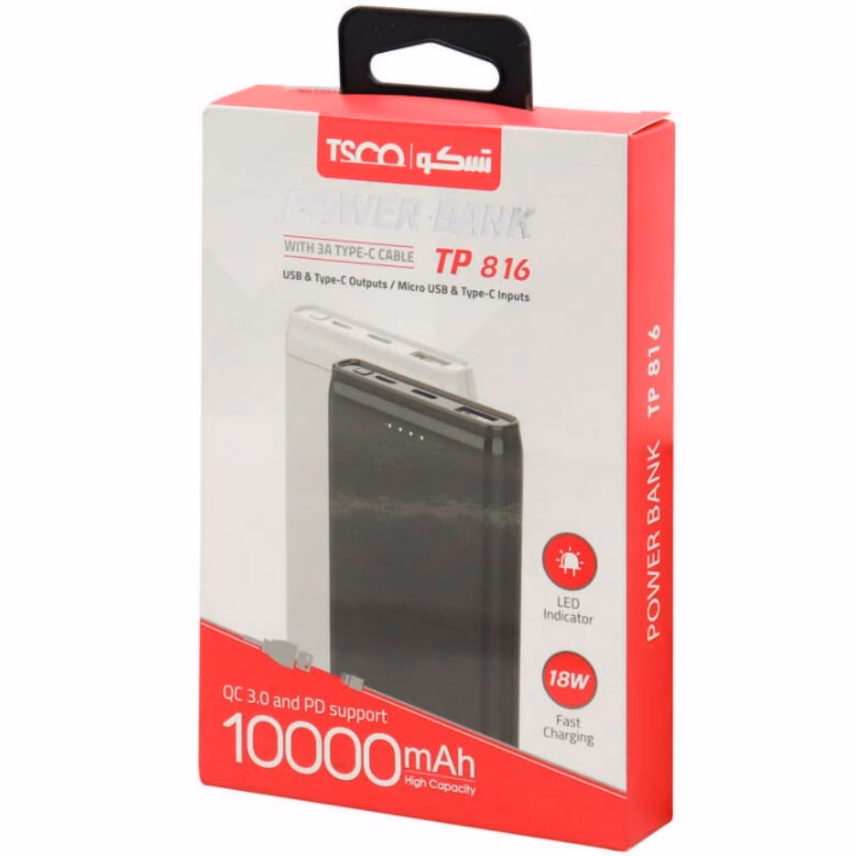 پاور بانک 10000 میلی آمپر TSCO TP 816 QC3 PD 18W با گارانتی 12ماهه