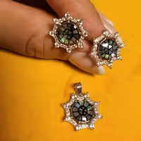 نیم ست جواهر نقره صدف آبالون             