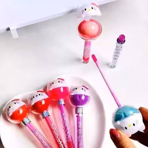 برق لب حرارتی و بالم لب دوقلو آبنباتی کیتی شاین و ساده فانتزی کیوت دخترانه نرم کننده لب آبرسان و رنگ دهنده کادو تولد