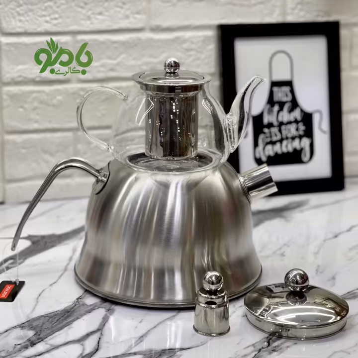 ست کتری و قوری استیل ساده