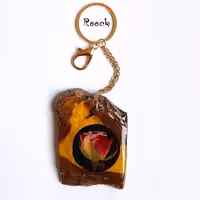 جاسوییچی آویز آیینه ماشین طرح گل طبیعی با چوب زیبای زرشک 