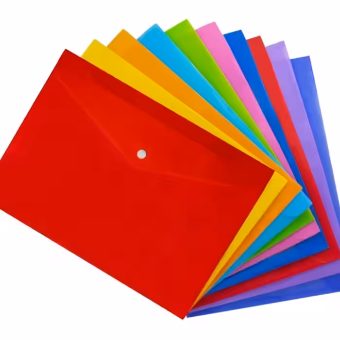 پوشه دکمه دار A4 ( فروش عمده و جزئی ) پوشه دکمه دار A4 رنگی 150 میکرون برند Pargeh